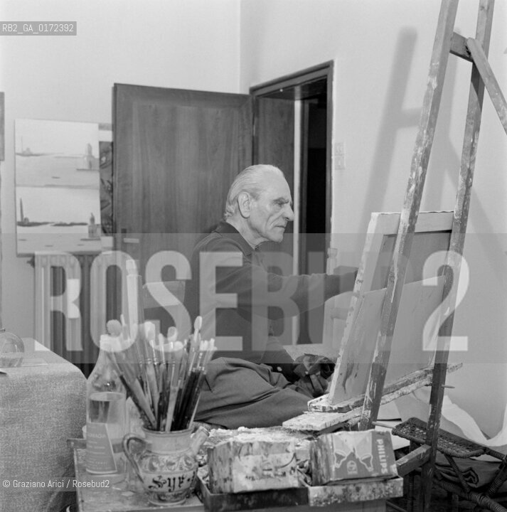 THE PAINTER VIRGILIO GUIDI IN HIS STUDIO - VENICE - 1970 - © ARCHIVIO Graziano Arici/Rosebud2  / ARTE / PITTORE