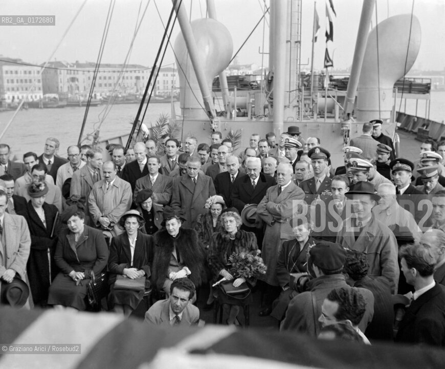 THE AMBASSADOR DUNN ON BOARD OF LIBERTY  - VENICE- 1947 © ARCHIVIO Graziano Arici/Rosebud2  / AMBASCIATORE / POLITICA