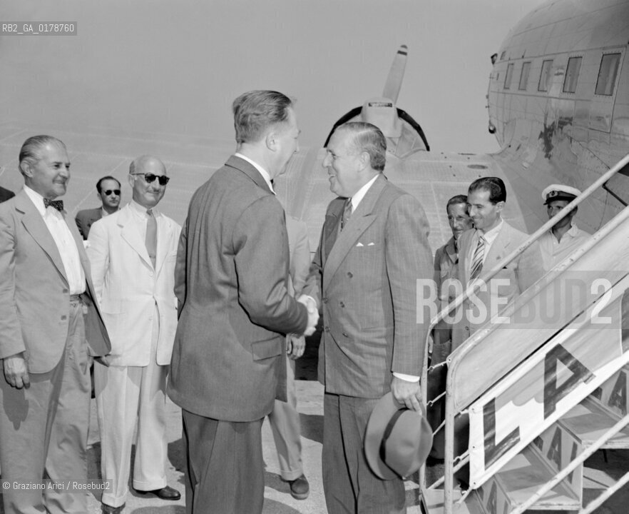 THE POLITICIAN PAUL G. HOFFMAN ( E.C.A.  ECONOMIC COOPERATION ADMINISTRATION) - VENICE - 1949 - © ARCHIVIO Graziano Arici/Rosebud2  / POLITICA / AEROPORTO