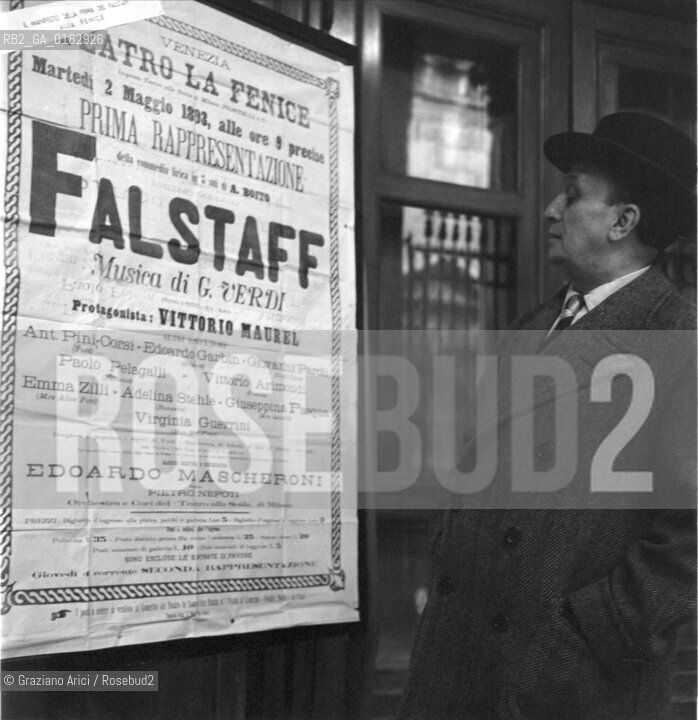THE OPERA SINGER MARIANO STABILE AT  LA FENICE  THEATRE IN VENICE  - 1958  © ARCHIVIO Graziano Arici/Rosebud2  / MUSICA / CANTANTE LIRICO / TEATRO
