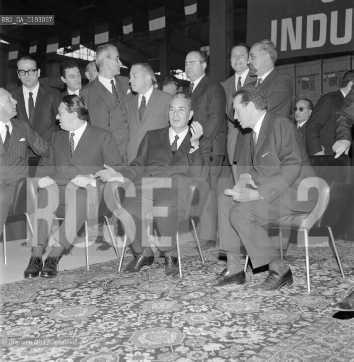 PORDENONE:  CEREMONY FOR THE 50TH ANNIVERSARY OF THE INDUSTRIE ZANUSSI - ON.ALDO MORO AND LINO AND GUIDO ZANUSSI - 1962 - © ARCHIVIO Graziano Arici/Rosebud2  /  ECONOMIA / INDUSTRIA / CERIMONIA PER IL 50 ANNIVERSARIO / POLITICA