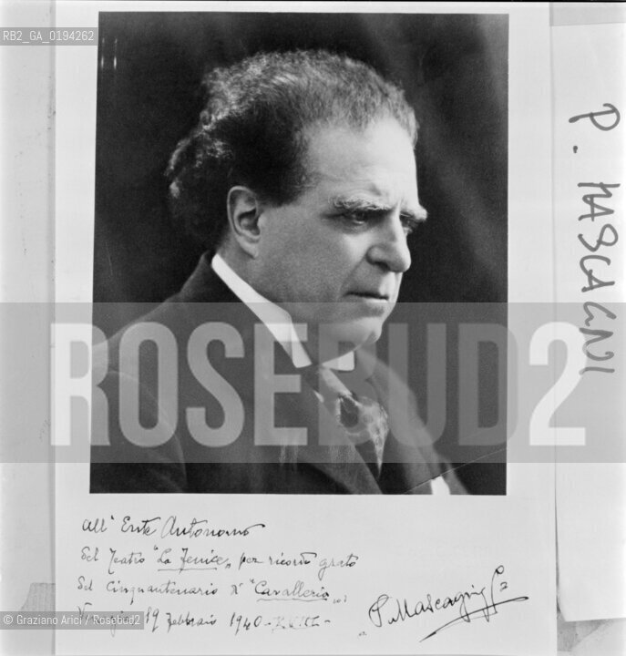 IL COMPOSITORE PIETRO MASCAGNI © 1983 ARCHIVIO Graziano Arici/Rosebud2 / MUSICA CLASSICA / ./ La cessione dei diritti si intende per quanto di nostra competenza; non comprende invece le eventuali spese relative a diritti che potranno essere richiesti dagli Enti cui appartengono le opere riprese. Tali costi, ove neccessari, e lÕespletamento di qualsivoglia pratica di richiesta permessi sono esclusivamente  a  carico del committente. .