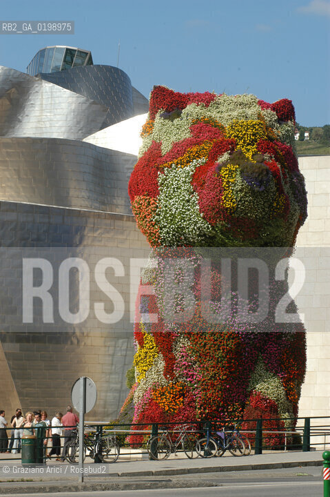 ( SPAGNA - SPAIN) BASQUE LAND VIZCAIA PAESI BASCHI : BILBAO : THE GUGGENHEIM MUSEUM DI FRANK GEHRY PUPPY BY JEFF KOONS -  © 2004 Graziano Arici/Rosebud2 / GEO MUSEO ARCHITETTURA CONTEMPORANEA METALLO GATTO.