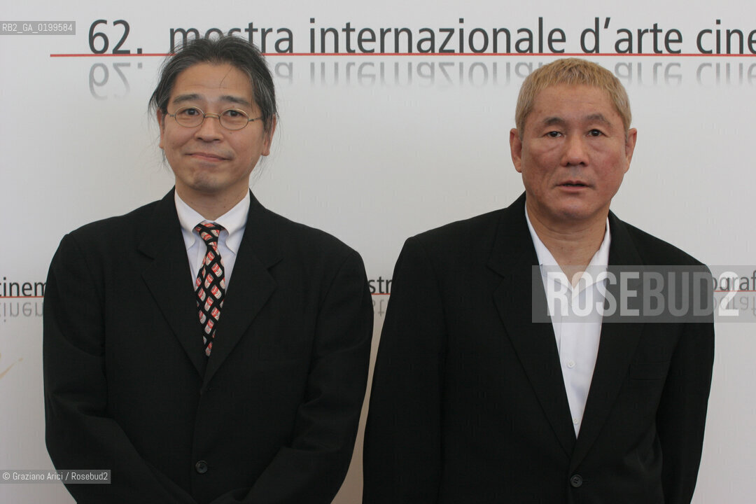 01_09_05 - 62 VENICE FILM FESTIVAL - FILM TAKESHIS - THE DIRECTOR TAKESHI KITANO WITH THE PRODUCER MR MORE.©Graziano Arici/Rosebud2