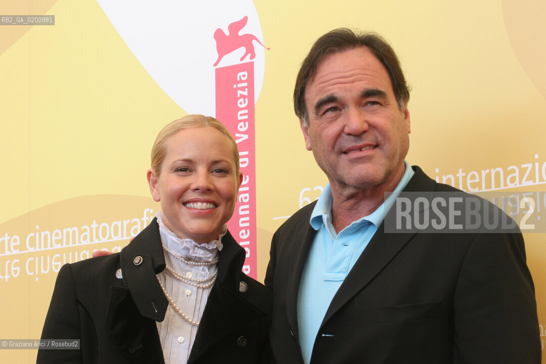 01_9_06 - 63 VENICE FILM FESTIVAL - FILM WORLD TRADE CENTER - THE DIRECTOR OLIVER STONE WITH THE ACTRESS MARIA BELLO @ Graziano Arici/Rosebud2