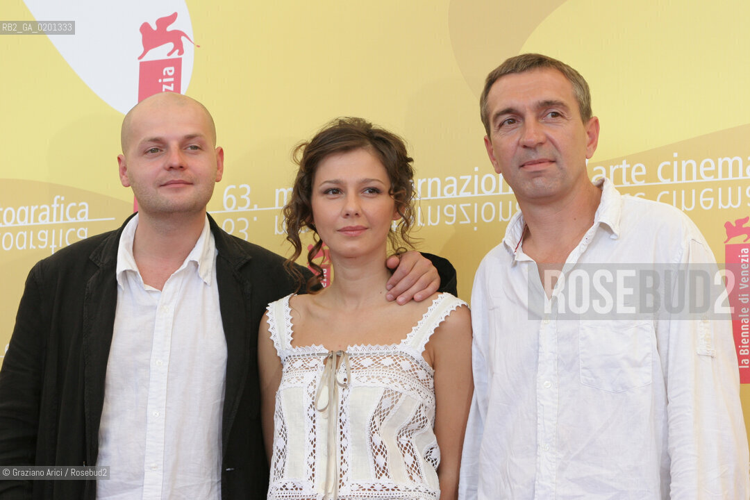 06_9_06 - 63 VENICE FILM FESTIVAL - FILM EJFORIJA - THE DIRECTOR IVAN VYRYPAEV WITH THE ACTRESS POLINA AGUREYEVA AND THE ACTOR MIKHAIL OKUNEV  ©Graziano Arici/Rosebud2