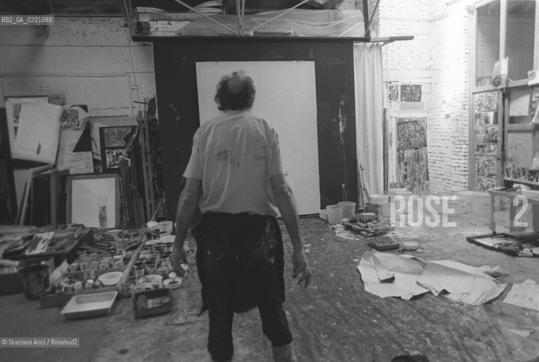 IL PITTORE EMILIO VEDOVA NEL SUO STUDIO - VENEZIA - 1979 - ©Graziano Arici/Rosebud2 / ARTE