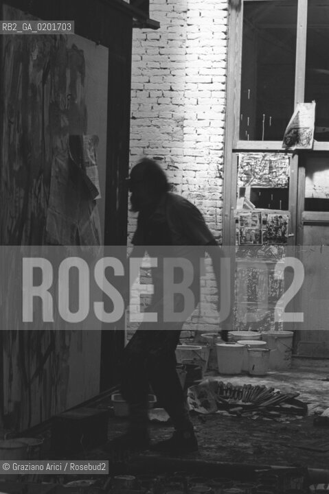 IL PITTORE EMILIO VEDOVA NEL SUO STUDIO - VENEZIA - 1979 - ©Graziano Arici/Rosebud2 / ARTE