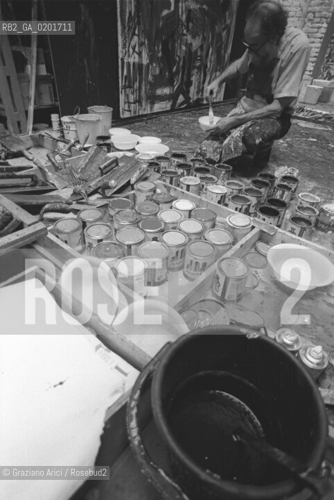 IL PITTORE EMILIO VEDOVA NEL SUO STUDIO - VENEZIA - 1979 - ©Graziano Arici/Rosebud2 / ARTE