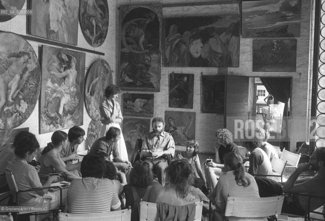 VENEZIA 1979 WORKS SHOPS CON IL FOTOGRAFO LUCAS SAMARAS © ARCHIVIO Graziano Arici/Rosebud2  LABORATORIO DI LAVORO MOSTRA VENEZIA 79 LA FOTOGRAFIA WORKS SHOPS PALAZZO FORTUNY