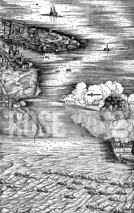 VENEZIA 1980 PIANTA VENEZIA DALLARCHIVIO DE BARBARI © ARCHIVIO Graziano Arici/Rosebud2  INCISORE 1500 JACOPO DE BARBARI CARTOGRAFIA VENEZIA