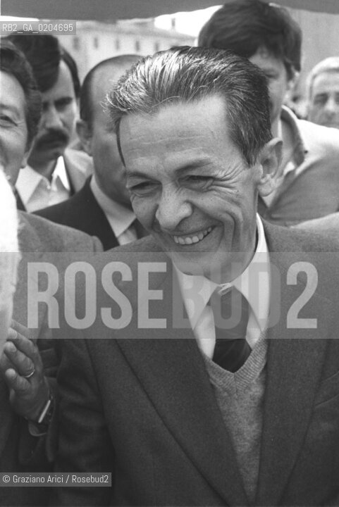 VENEZIA 1980 PRIMO PIANO POLITICO ENRICO BERLINGUER © ARCHIVIO Graziano Arici/Rosebud2  MANIFESTAZIONE POLITICA BURANO