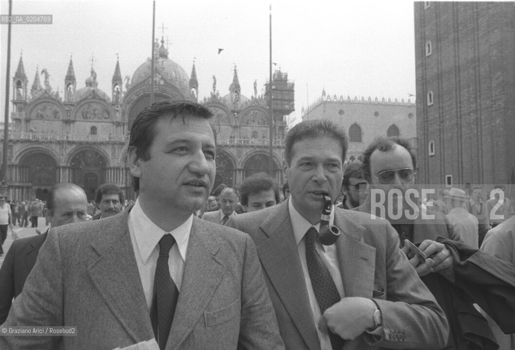 VENEZIA 1980 LUCIANO E ROBERTO TONINI ALLA MAMANIFESTAZIONE SINDACATI EUROPEI © ARCHIVIO Graziano Arici/Rosebud2  POLITICA POLITICO PIAZZA SAN MARCO SUMMIT 7POTENZE