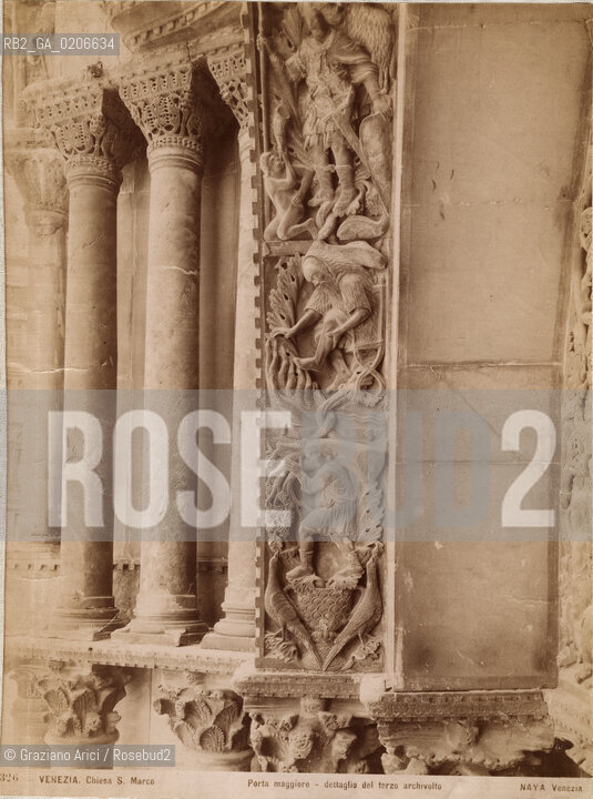 -VENEZIA, CARLO NAYA, CHIESA DI S.MARCO PORTA MAGGIORE - DETTAGLIO DEL TERZO ARCHIVOLTO, SENZA DATA. STAMPA ALLALBUMINA INCOLLATA SU STOFFA, CM 25X19,2 ©ARCHIVIO Graziano Arici/Rosebud2  FOTOANTICHE.-VENICE, CARLO NAYA, CHIESA DI S.MARCO PORTA MAGGIORE - DETTAGLIO DEL TERZO ARCHIVOLTO, UNDATED. ALBUMEN PHOTOGRAPH MOUNTED ON CLOTH, CM 25X19,2 ©Graziano Arici/Rosebud2 