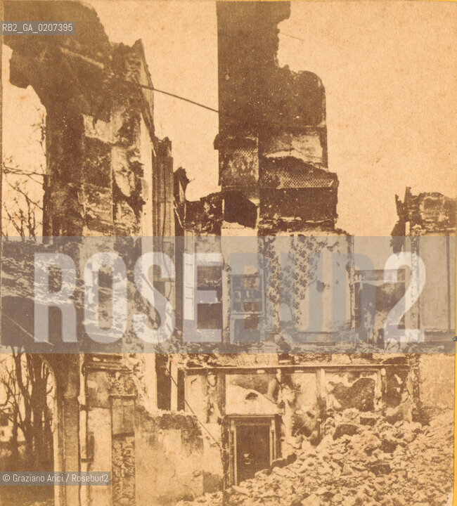 -PARIGI, SENZA INDICAZIONE DAUTORE, SIEGE DE PARIS, 1871. STAMPA ALLALBUMINA INCOLLATA SU CARTONE, FOTOGRAFIA STEREOSCOPICA, CM 17,5X8,6  ©ARCHIVIO Graziano Arici/Rosebud2  ROVINE,  ASSEDIO DI PARIGI, COMUNE DI PARIGI, FOTOANTICHE.-PARIS, NO AUTHORS INDICATION, SIEGE DE PARIS, 1871. ALBUMEN PHOTOGRAPH MOUNTED ON CARDBOARD, STEREOSCOPICAL PHOTOGRAPH, CM 17,5X8,6 ©Graziano Arici / rosebud2