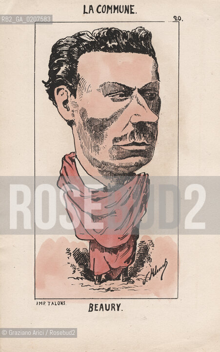 -KLENCK, PAUL. COLLEZIONE DI SESSANTA CARICATURE LA COMMUNE BEAURY (20), PARIGI, SENZA INDICAZIONE DI EDITORE E DATA DI PUBBLICAZIONE, STAMPA COLORATA A MANO, CM 18X27,3 ©ARCHIVIO Graziano Arici/Rosebud2  COMUNE DI PARIGI  FOTOANTICHE.-KLENCK, PAUL.  COLLECTION OF SIXTY CARICATURES LA COMMUNE BEAURY (20), PARIS, WITHOUT EDITEURS INDICATION AND DATE OF PUBBLICATION, HAND COLORED PRINT, CM 18X27,3 ©Graziano Arici / rosebud2