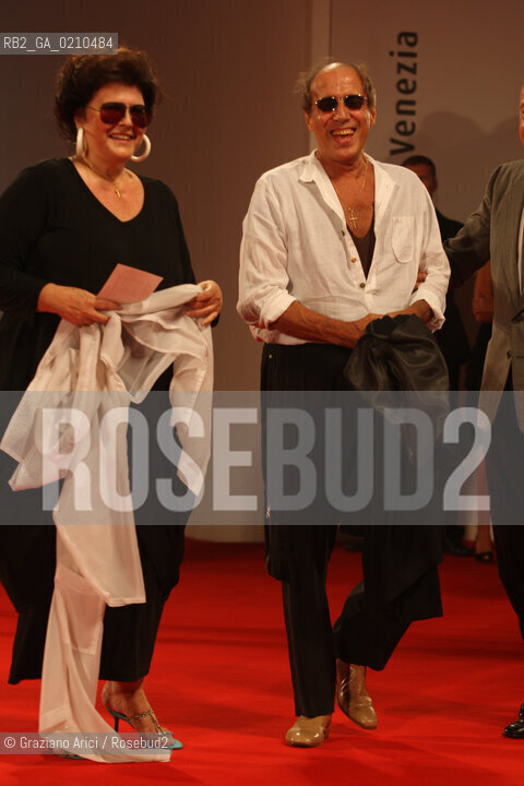 04/09/08 - 65th VENICE  INTERNATIONAL FILM FESTIVAL - RED CARPET FILM: YUPPI DU. ADRIANO CELENTANO DIRECTOR AND ACTOR WITH HIS WIFE AND ACTRESS CLAUDIA MORI
