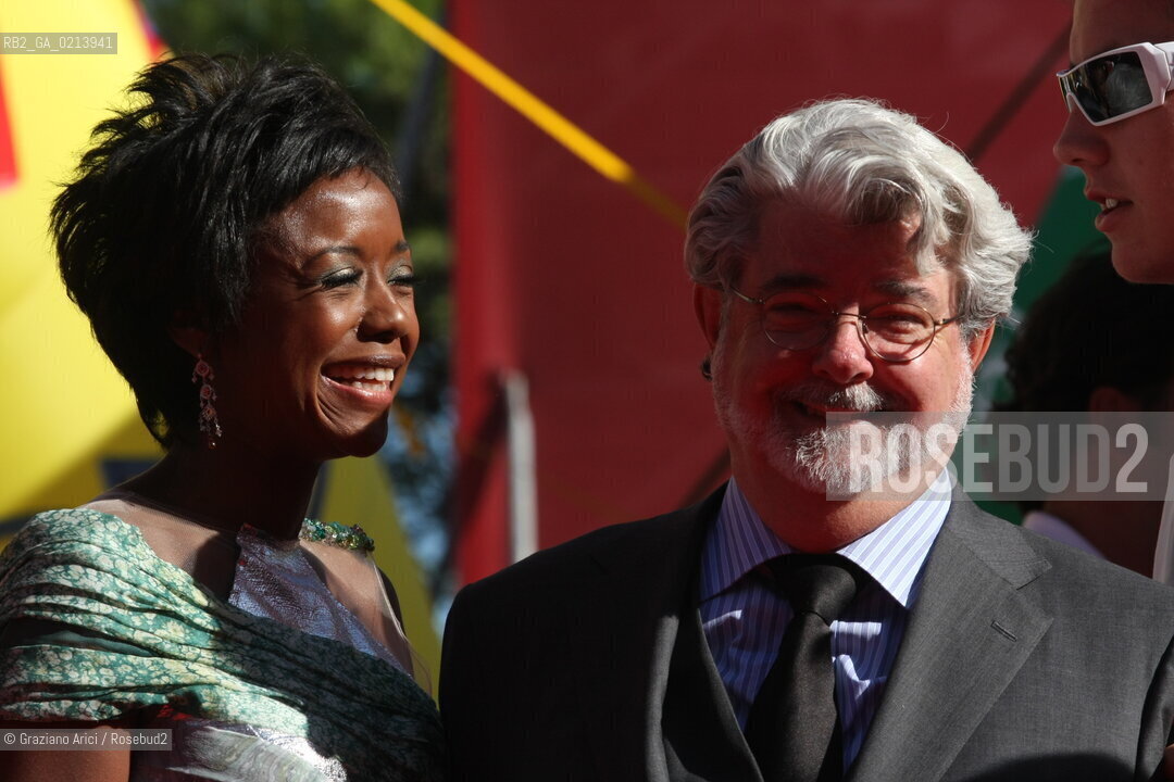 Italy, Venice - September 06th, 2009.66th VENICE INTERNATIONAL FILM FESTIVAL - GOLDEN LION FOR LIFETIME ACHIEVEMENT TO JOHN LASSETER AND THE PIXAR DIRECTORS. THE DIRECTOR GEORGE LUCAS WITH HIS GIRLFRIEND MELLODY HOBSON