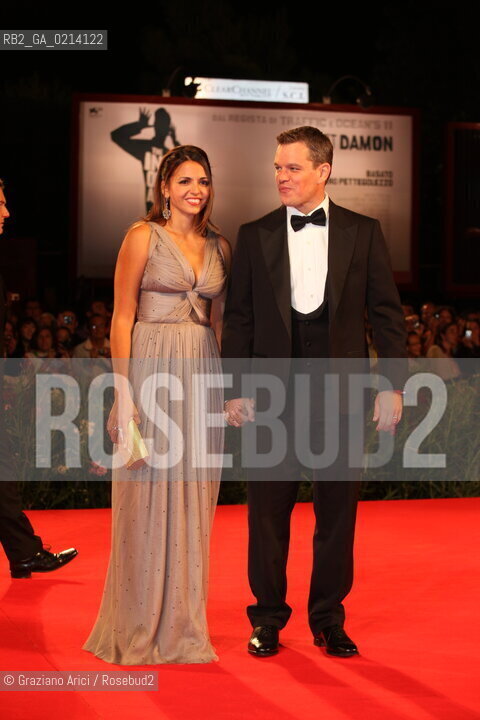 Italy, Venice - September 07th, 2009.66th VENICE INTERNATIONAL FILM FESTIVAL - RED CARPET FILM: THE INFORMANT! - THE ACTOR MATT DAMON WITH HIS WIFE LUCIANA BOZAN BARROSO