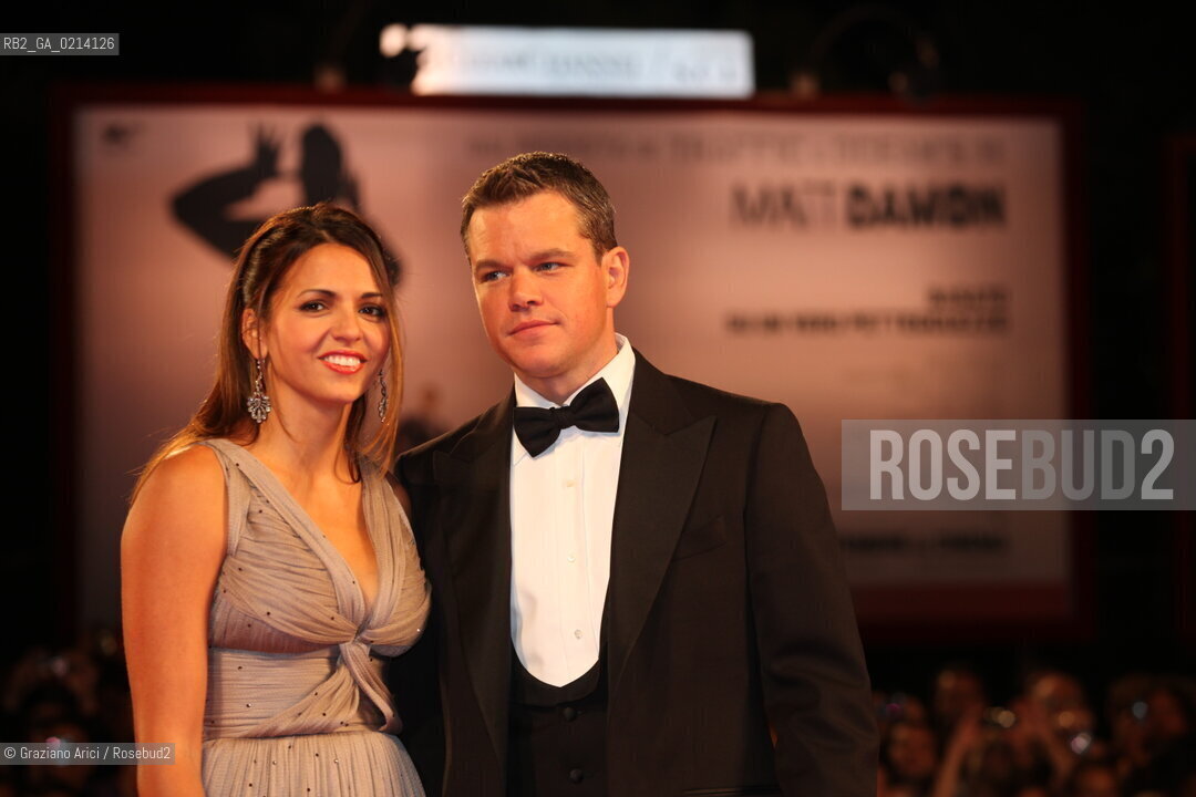 Italy, Venice - September 07th, 2009.66th VENICE INTERNATIONAL FILM FESTIVAL - RED CARPET FILM: THE INFORMANT! - THE ACTOR MATT DAMON WITH HIS WIFE LUCIANA BOZAN BARROSO