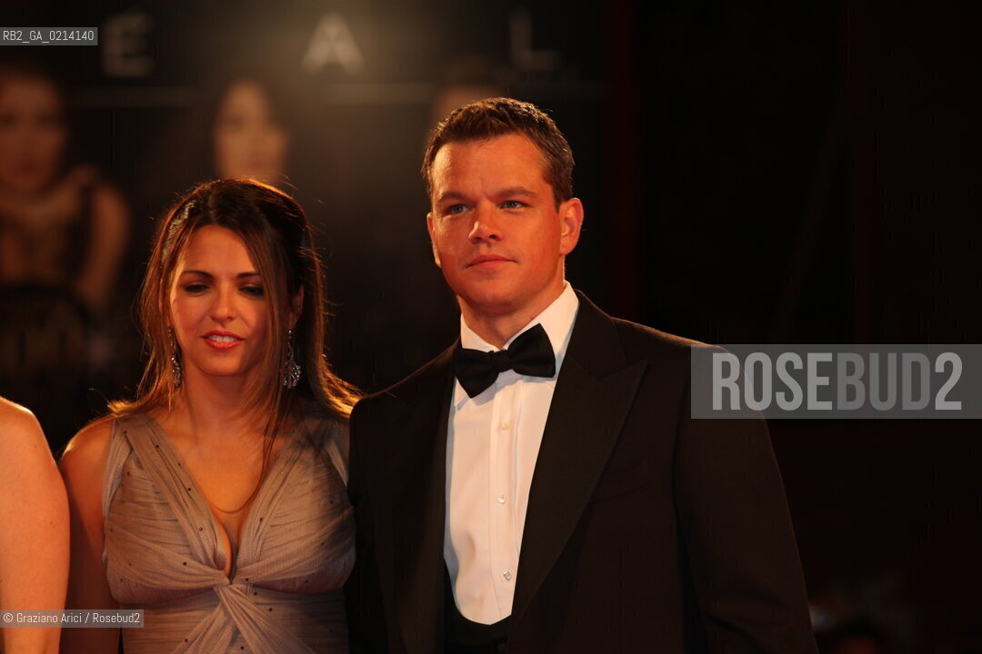 Italy, Venice - September 07th, 2009.66th VENICE INTERNATIONAL FILM FESTIVAL - RED CARPET FILM: THE INFORMANT! - THE ACTOR MATT DAMON WITH HIS WIFE LUCIANA BOZAN BARROSO