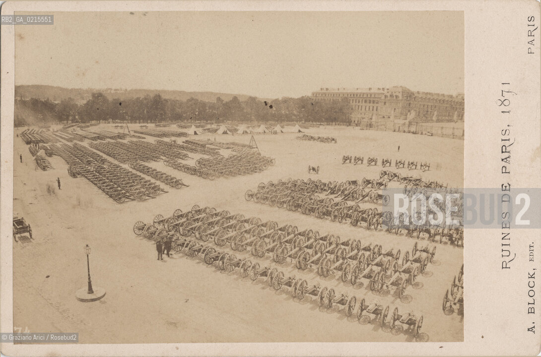 PARIGI, COMUNE DI PARIGI -A. BLOCK, CANNONI PRESI AI COMUNARDI, VERSAILLES, 1871. STAMPA ALLALBUMINA INCOLLATA SU CARTONE, CM 16,5X10,8 ©ARCHIVIO Graziano Arici/Rosebud2  COMUNE DI PARIGI, FOTOANTICHE.-PARIS, PARIS COMMUNE - A. BLOCK, CANNONS TAKE AWAY FROM COMUNARDS,  VERSAILLES, 1871. ALBUMEN PHOTOGRAPH MOUNTED ON CARDBOARD, CM 16,5X10,8 ©Graziano Arici / rosebud2
