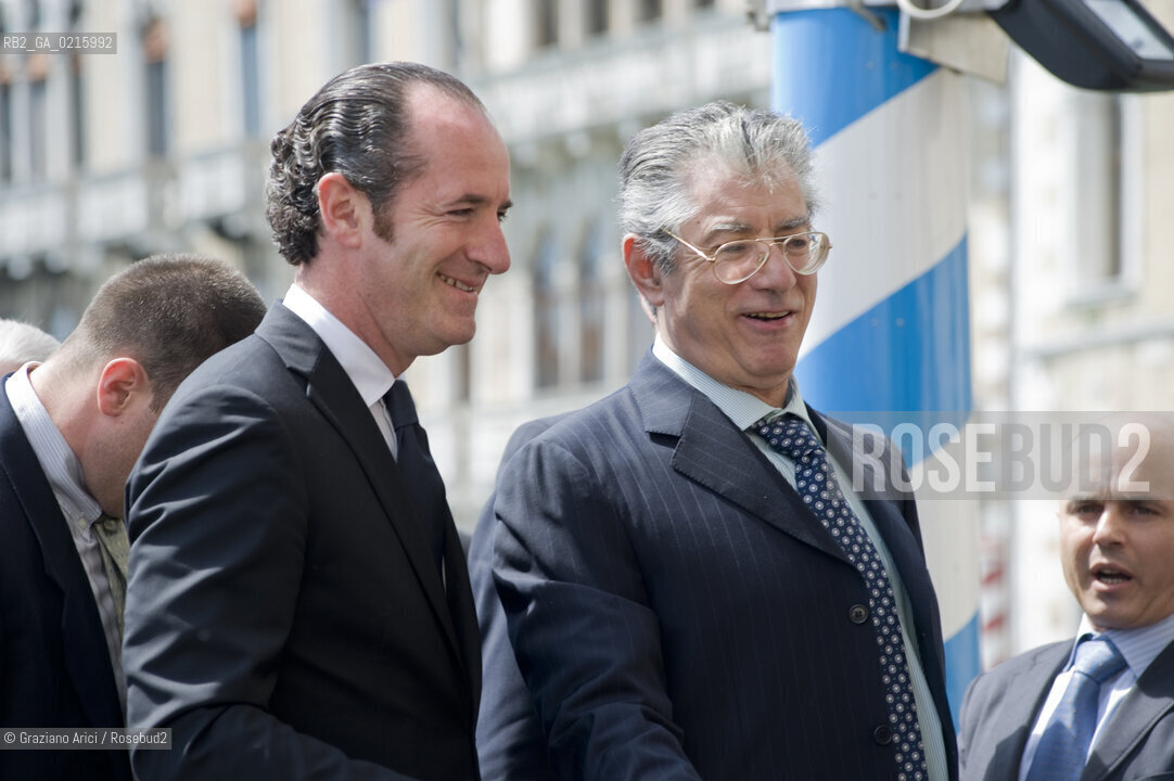 Venice 17/5/10 - The minister for the Reform Umberto Bossi, visiting Venice, with the Veneto Governor Luca Zaia  politica Lega  ©Graziano Arici/Rosebud2