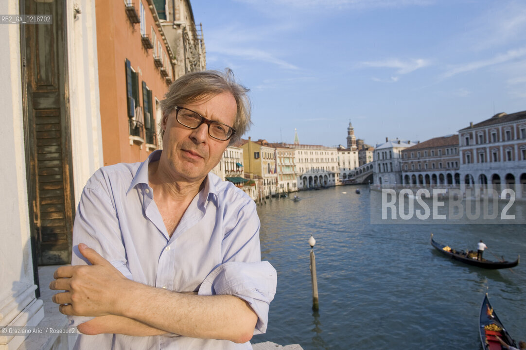 Venice 29/6/10 - The new Curator of the Venetian Museums Vittorio Sgarbi at the Grand Canal ©Graziano Arici/Rosebud2