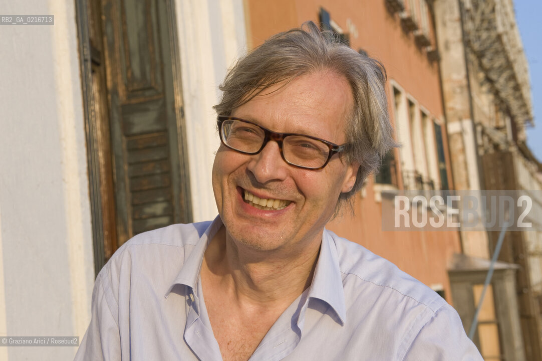 Venice 29/6/10 - The new Curator of the Venetian Museums Vittorio Sgarbi at the Grand Canal ©Graziano Arici/Rosebud2