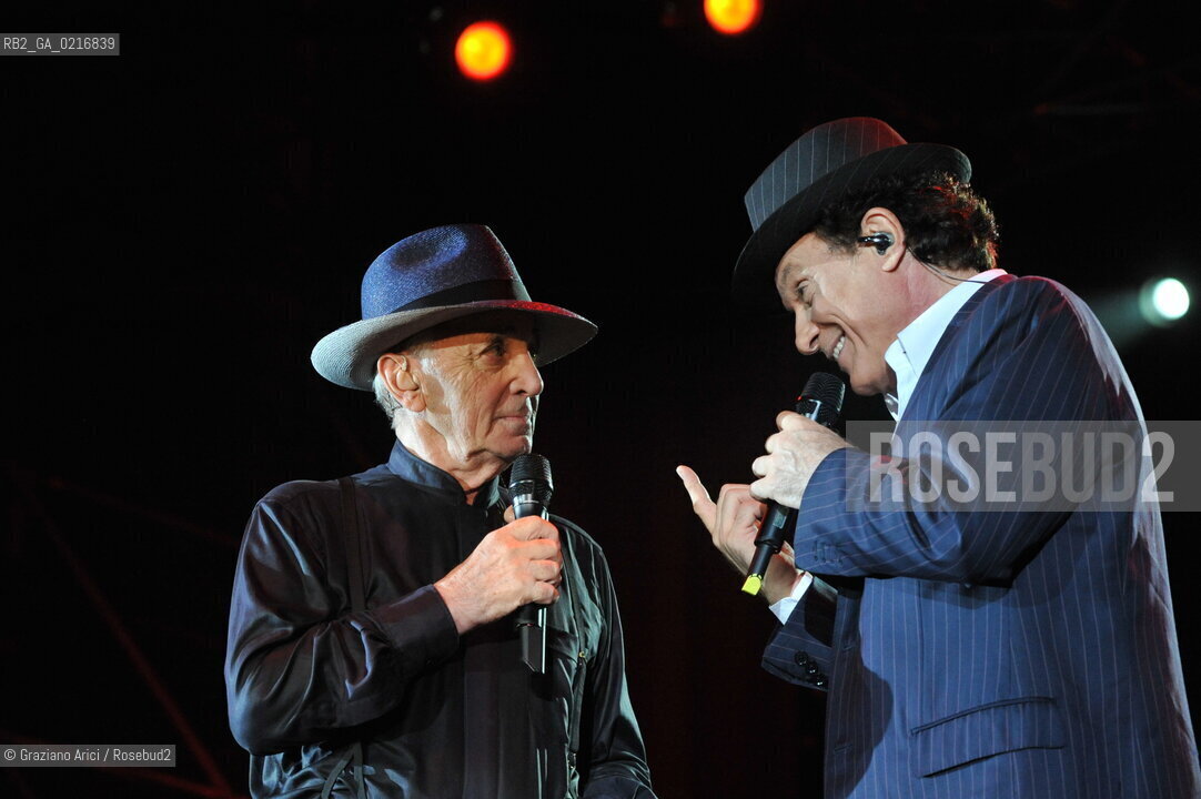 Venice 16/7/10 - The singer and composer Charles Aznavour with the singer and actor Massimo Ranieri in Concert in S.Mark Square musica cantante ©Graziano Arici/Rosebud2