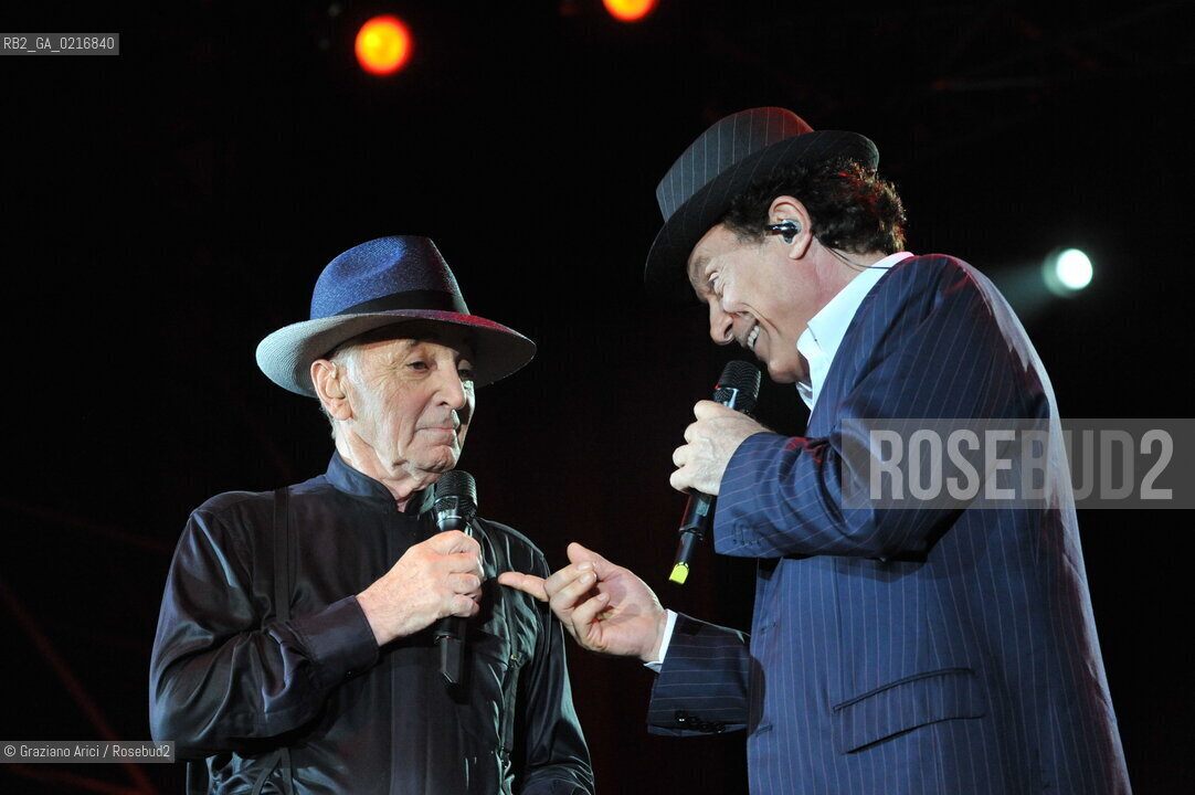 Venice 16/7/10 - The singer and composer Charles Aznavour with the singer and actor Massimo Ranieri in Concert in S.Mark Square musica cantante ©Graziano Arici/Rosebud2
