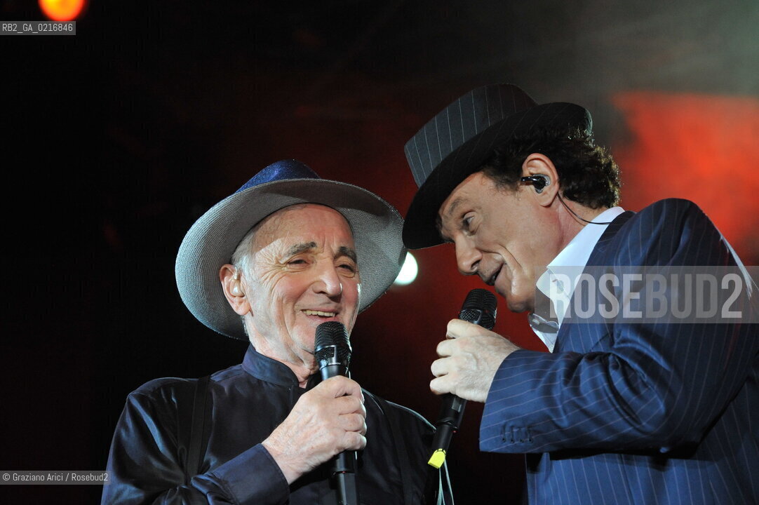 Venice 16/7/10 - The singer and composer Charles Aznavour with the singer and actor Massimo Ranieri in Concert in S.Mark Square musica cantante ©Graziano Arici/Rosebud2