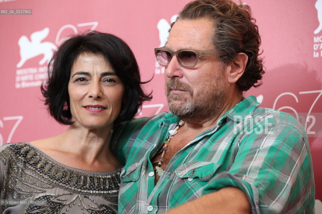67th Venice International Film Festival - Venice September 2, 2010 - Photocall of the film Miral - The director Julian Schnabel with the actress Hiam Abbass
