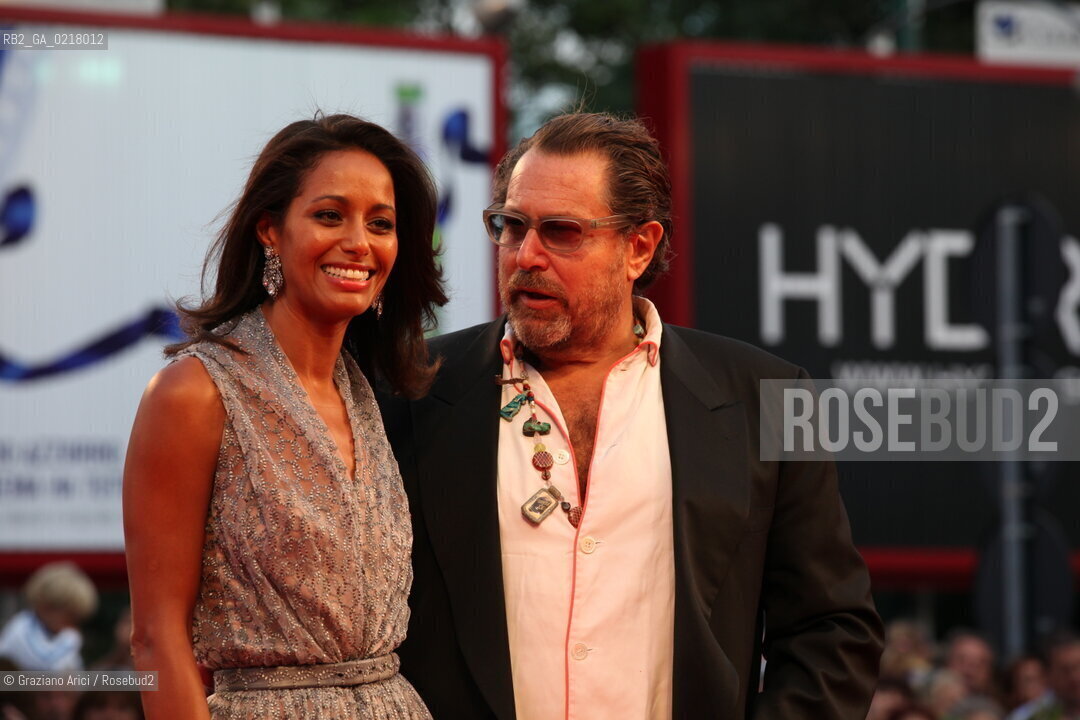 67th Venice International Film Festival - Venice September 2, 2010 - Red Carpet of the film Miral - The director Julian Schnabel with writer Rula Jebreal