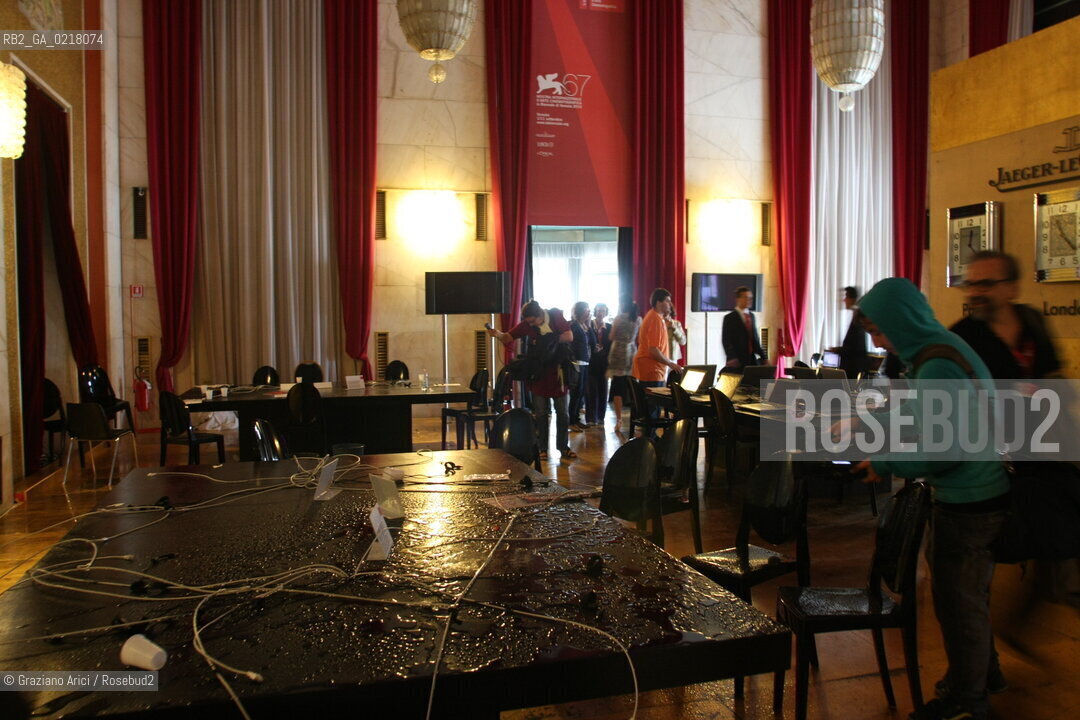 67th Venice International Film Festival - Venice September 3, 2010 - Press room closed for water damage during a big storm