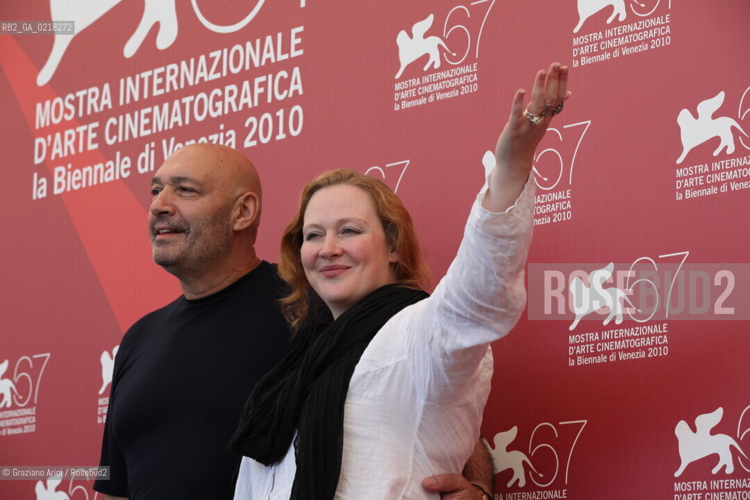 67th Venice International Film Festival - Venice September 4, 2010 - Photocall of the film Ovsyanki (Silent Souls) - The actor Yuriy Tsurilo with the actress Yuliya Aug