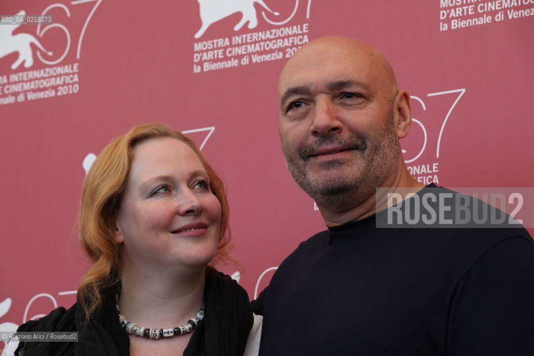 67th Venice International Film Festival - Venice September 4, 2010 - Photocall of the film Ovsyanki (Silent Souls) - The actor Yuriy Tsurilo with the actress Yuliya Aug