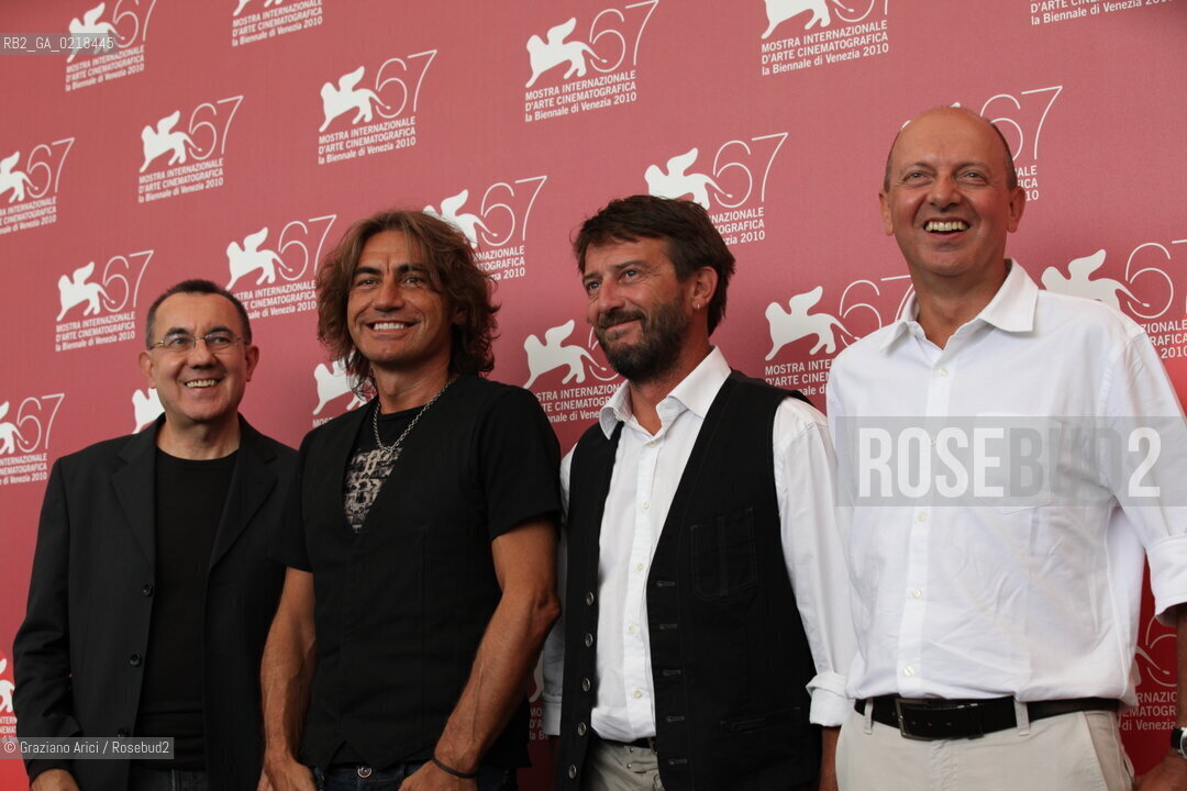 67th Venice International Film Festival - Venice September 5, 2010 - Photocall of the film Niente Paura, Come Siamo Come Eravamo e le Canzoni di Luciano Ligabue - The director Piergiorgio Gay, Luciano Ligabue singer and Piergiorgio Paterlini screenwriter.