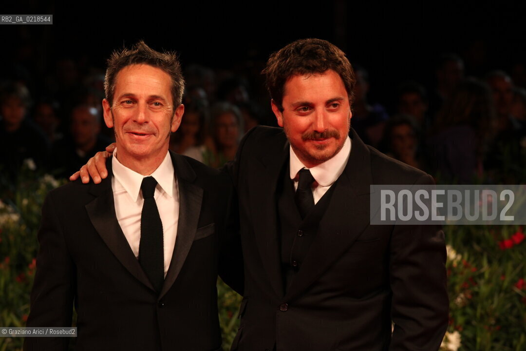 67th Venice International Film Festival - Venice September 5, 2010 - Red Carpet of the film Post Mortem - The director Pablo Larrain (right) with the actor Alfredo Castro actor