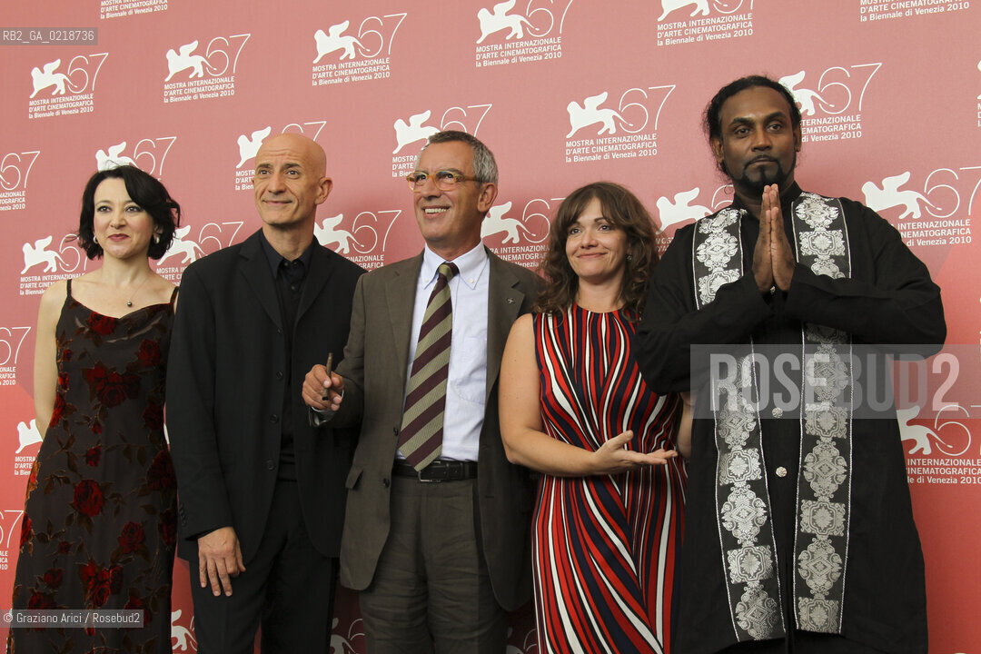 67th Venice International Film Festival - Venice September 7, 2010 - Photocall of the film Into Paradise - Right to left: actor Saman Anthony, director Paola Randi, actors Gianfelice Imparato, Peppe Servillo.