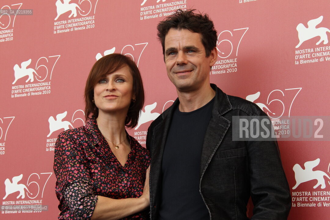67th Venice International Film Festival - Venice September 10, 2010 - Photocall of the film Drei - The director Tom Tykwer with actress Sophie Rois
