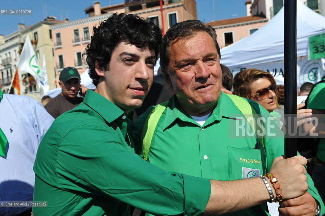 Venice 12/09/10 - Festa dei popoli Padani : The Umberto Bossi son Renzo Bossi with Lega Nord Militants Lega Nord @ Graziano Arici