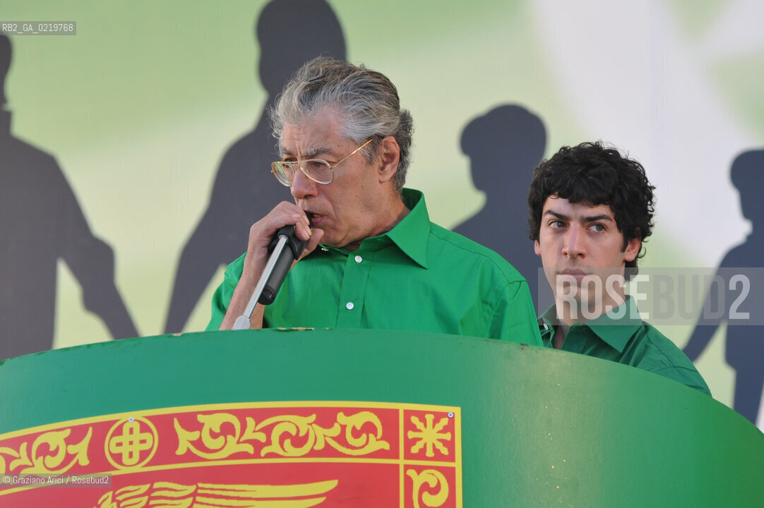 Venice 12/09/10 - Festa dei popoli Padani : The Minister and Lega Nord President Umberto Bossi with his son, Renzo  @ Graziano Arici