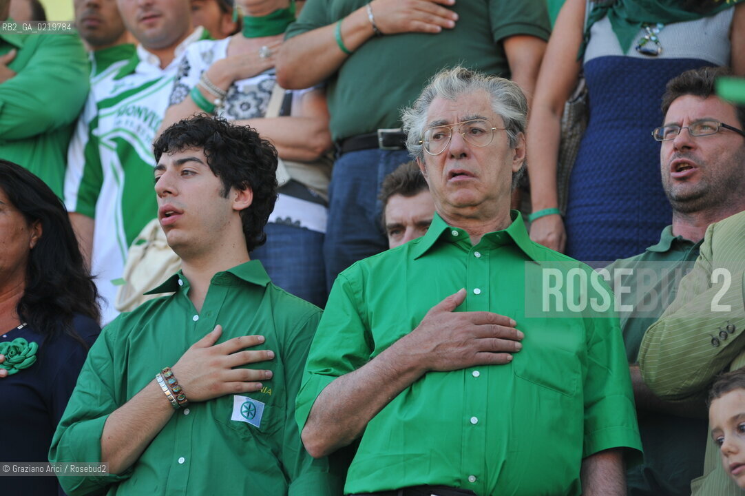 Venice 12/09/10 - Festa dei popoli Padani : The Minister and Lega Nord President Umberto Bossi with his son, Renzo  @ Graziano Arici