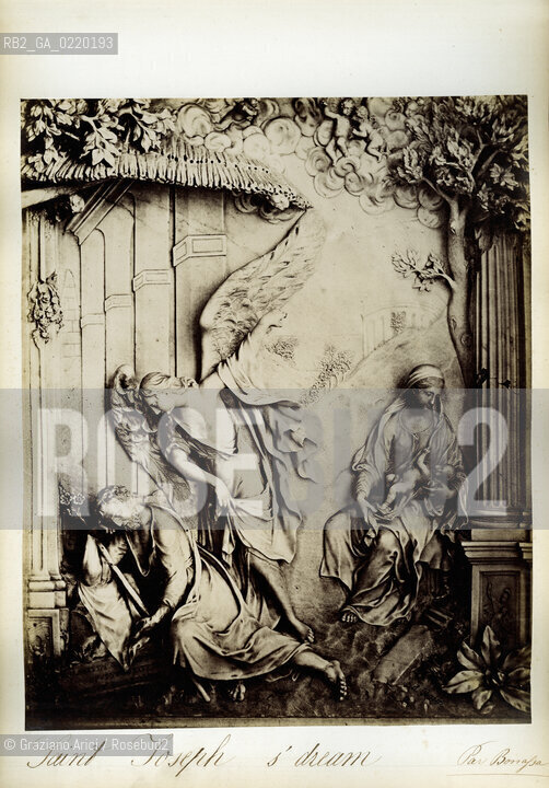 -VENEZIA, SENZA INDICAZIONE DELLAUTORE,DAL LIBRO  BASSIRILIEVI DELLA CHIESA DI SAN GIOVANNI E PAOLO IN VENEZIA , IL SOGNO DI SAN GIUSEPPE, STAMPE ALLALBUMINA INCOLLATE SU CARTONE, CM 26X31. SANTI GIOVANNI E PAOLO, ARTE, SCULTURA, FOTOANTICHE .-VENICE, NO AUTHORS INDICATION, FROM THE BOOK BASSORILIEVI DELLA CHIESA DI SANTI GIOVANNI E PAOLO IN VENEZIA,SAINT JOSEPHS DREAM. ALBUMEN PHOTOGRAPH MOUNTED ON CARDBOARD, CM 26X31 © ARCHIVIO Graziano Arici/Rosebud2 ..
