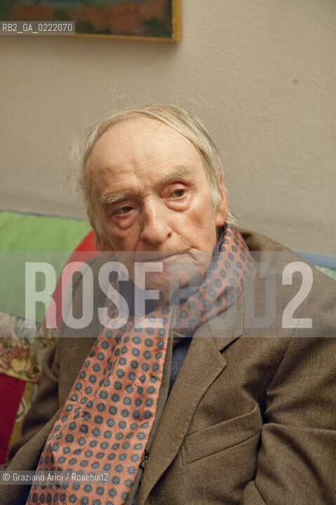 Pieve di Soligo (TV) 14/1/02/11 - In St Valentinès Day, the poet Patrizia Valduga, in Pieve di Soligo to present his book Poeti innamorati about poetry and love, meet the poet Andrea Zanzotto at home letteratura poesia ©Graziano Arici/Rosebud2