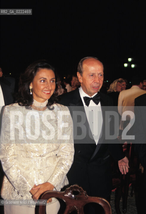 Venezia,1996.Lonorevole Lamberto Dini con la moglie Donatella. Politica onorevole ritratto.Venice,1996.The politician Lamberto Dini with his wife Donatella  ©Graziano Arici/Rosebud2