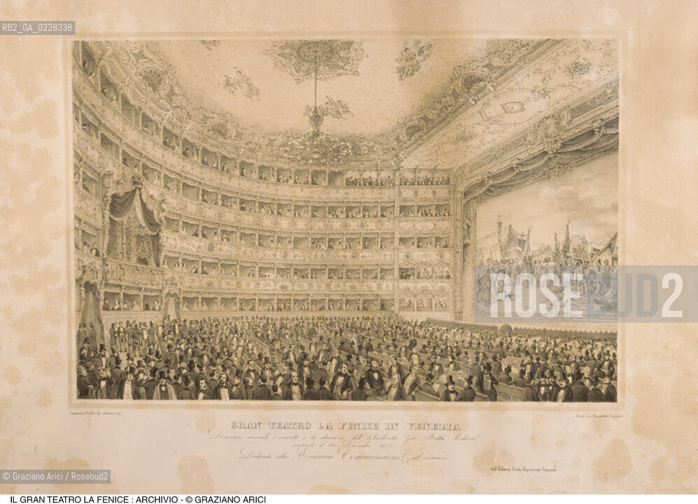 Caption: Nome: ..GRAN TEATRO LA FENICE..Descrizione: ..TEATRI / SALA/ INCSIONE DEL 1834 ..Credit:..ARCHIVIO STORICO DEL TEATRO LA FENICE/..Costo: ..A..Nazione: ..ITALIA..Città:..VENEZIA..Data: ..1987..La cessione dei diritti di questa immagine si intende per quanto di nostra competenza. Non comprende invece le eventuali spese  relative a diritti che potranno essere richiesti dagli Enti o persone fisiche cui appartengono eventualmente i soggetti  ripresi. Tali costi, ove necessari, e l’espletamento di qualsivoglia pratica di richiesta di concessione del permesso di pubblicazione sono esclusivamente a carico e a cura del soggetto acquirente di questa immagine.