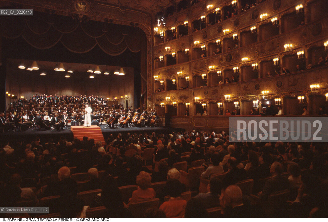 Caption: Nome: ..GRAN TEATRO LA FENICE..Descrizione: ..IL PAPA GIOVANNI PAOLO II - KAROL WOJTYLA  / VENEZIA..Credit: ..Graziano Arici/Rosebud2/..Costo: ..A..Nazione: ..ITALIA..Città: ..VENEZIA..Data: ..16/06/1985