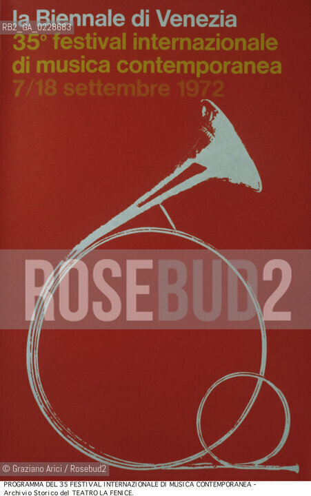 Nome:..35° FESTIVAL INTERNAZIONALE DI MUSICA CONTEMPORANEA ..Descrizione:..BIENNALE MUSICA / COPERTINA DEL PROGRAMMA DEL 1972..Credit:..ARCHIVIO STORICO DEL TEATRO LA FENICE/..Costo:..A..Nazione:..ITALIA..Città:..VENEZIA..Data:..1990....La cessione dei diritti di questa immagine si intende per quanto di nostra competenza. Non comprende invece le eventuali spese  relative a diritti che potranno essere richiesti dagli Enti o persone fisiche cui appartengono eventualmente i soggetti  ripresi. Tali costi, ove necessari, e l’espletamento di qualsivoglia pratica di richiesta di concessione del permesso di pubblicazione sono esclusivamente a carico e a cura del soggetto acquirente di questa immagine.